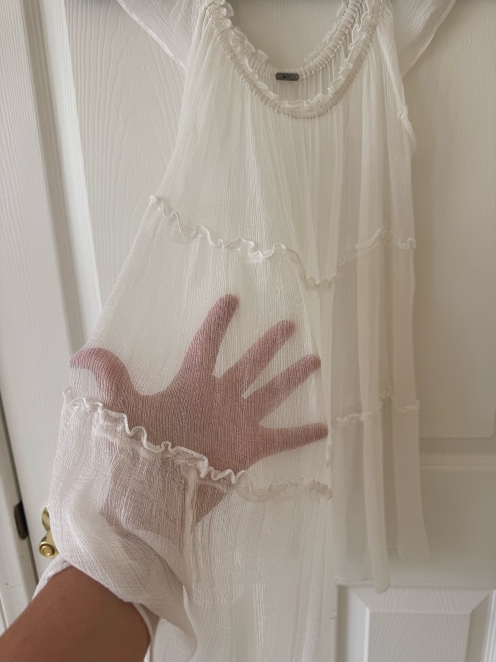 Chan Luu White Ruffled Sheer Top - Picture 2 of 10